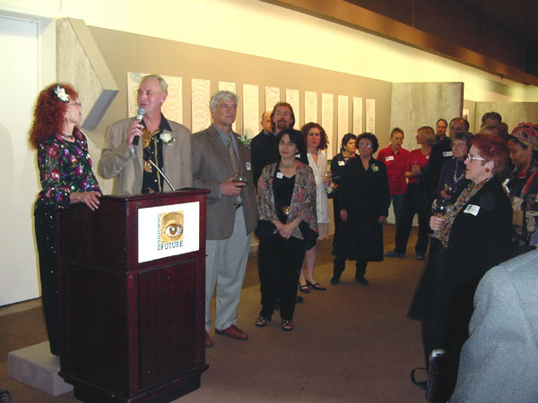 Photo: The opening of the Envisioning the Future multi-site exhibition in Pomona and Claremont, California, on January 9, 2004.