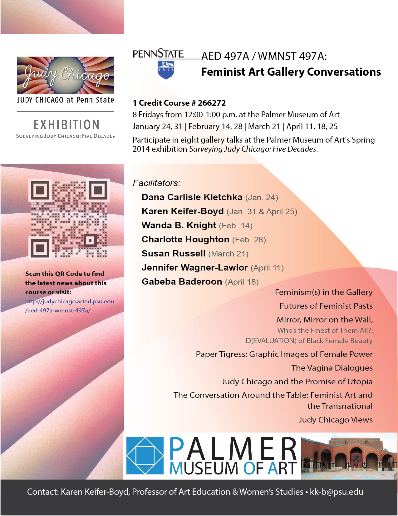 AED 497A/ WMNST 497A: Feminist Art Gallery Conversations Flyer